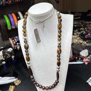 🌿 J. Jill PROTOTYPE Beaded Statement Necklace – Earthtone Mix